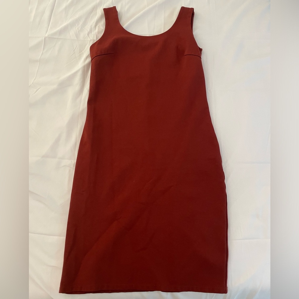 Red body con dress